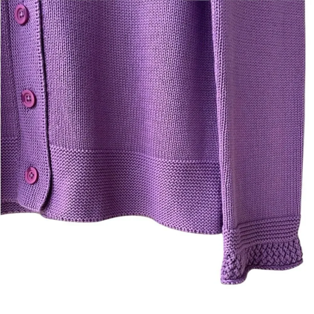Orvis Women's Size Small Purple V-Neck Novelty Stitch Cardigan Sweater Top